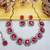 Pink yellow gold premium designer american diamond and stone work necklace set