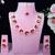 Pink rose gold premium designer american diamond and stone work necklace set