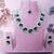 Green rhodium premium designer american diamond and stone work necklace set