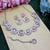 Pink rhodium premium designer american diamond and stone work necklace set