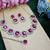 Pink rhodium premium designer american diamond and stone work necklace set