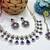 Blue yellow gold premium designer american diamond and stone work necklace set