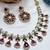 Maroon yellow gold premium designer american diamond and stone work necklace set