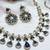 Blue yellow gold premium designer american diamond and stone work necklace set