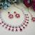 Maroon rose gold premium designer american diamond and stone work necklace set