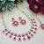 Pink rose gold premium designer american diamond and stone work necklace set