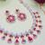 Pink rose gold premium designer american diamond and stone work necklace set