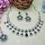 Green rhodium premium designer american diamond and stone work necklace set