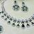 Green rhodium premium designer american diamond and stone work necklace set