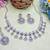 Purple rhodium premium designer american diamond and stone work necklace set