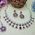 Maroon rhodium premium designer american diamond and stone work necklace set