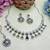 Green rhodium premium designer american diamond and stone work necklace set