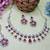 Pink rhodium premium designer american diamond and stone work necklace set