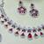 Pink rhodium premium designer american diamond and stone work necklace set