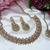 Pink yellow gold premium designer american diamond and stone work necklace set