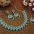 Green rhodium premium designer american diamond and stone work necklace set