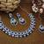 Blue rhodium premium designer american diamond and stone work necklace set