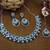 Blue rhodium premium designer american diamond and stone work necklace set