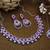 Pink rhodium premium designer american diamond and stone work necklace set