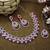 Red rhodium premium designer american diamond and stone work necklace set