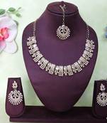 Gold yellow gold premium designer american diamond and stone work necklace set