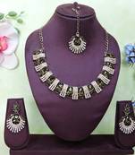 Green yellow gold premium designer american diamond and stone work necklace set