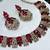 Maroon yellow gold premium designer american diamond and stone work necklace set