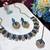 Blue yellow gold premium designer american diamond and stone work necklace set