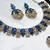Blue yellow gold premium designer american diamond and stone work necklace set