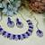 Blue rhodium premium designer american diamond and stone work necklace set