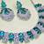 Green rhodium premium designer american diamond and stone work necklace set