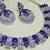 Blue rhodium premium designer american diamond and stone work necklace set