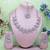 Pink rhodium premium designer american diamond and stone work necklace set