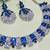 Blue rhodium premium designer american diamond and stone work necklace set