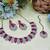 Pink rhodium premium designer american diamond and stone work necklace set