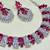 Pink rhodium premium designer american diamond and stone work necklace set
