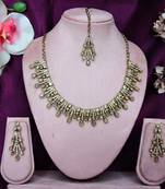 Gold yellow gold premium designer american diamond and stone work necklace set