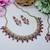 Pink yellow gold premium designer american diamond and stone work necklace set