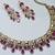 Pink yellow gold premium designer american diamond and stone work necklace set