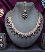 Blue rose gold premium designer american diamond and stone work necklace set