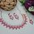 Pink rose gold premium designer american diamond and stone work necklace set