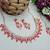 Red rose gold premium designer american diamond and stone work necklace set