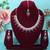 Pink rhodium premium designer american diamond and stone work necklace set