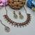 Maroon yellow gold premium designer american diamond and stone work necklace set