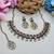 Blue yellow gold premium designer american diamond and stone work necklace set