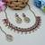 Purple yellow gold premium designer american diamond and stone work necklace set