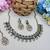 Blue yellow gold premium designer american diamond and stone work necklace set
