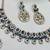Blue yellow gold premium designer american diamond and stone work necklace set