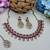Pink yellow gold premium designer american diamond and stone work necklace set