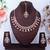 Maroon rose gold premium designer american diamond and stone work necklace set